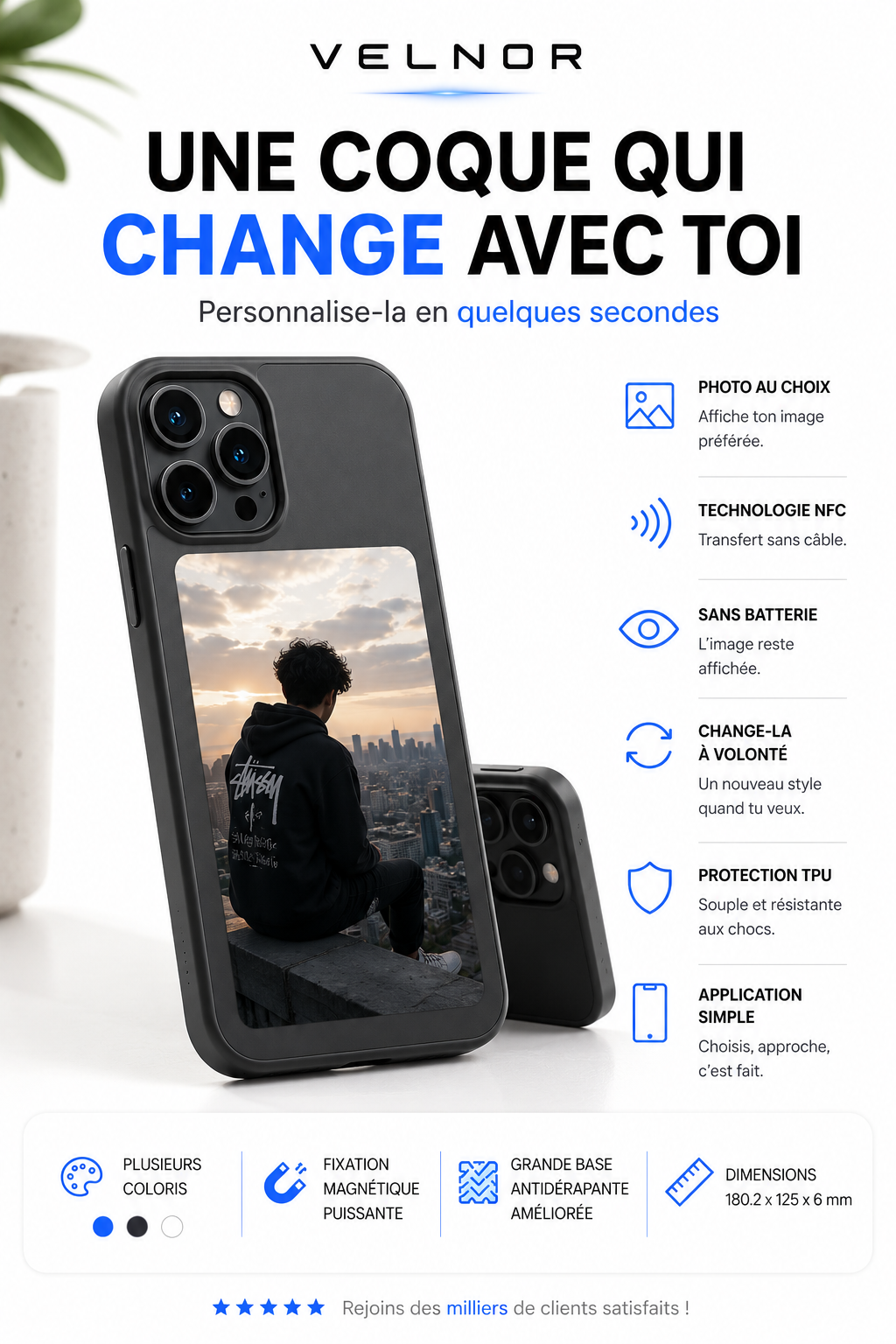 Coque Personnalisable E‑Ink – VELNOR